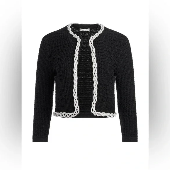 NWT Alice + Olivia Akira Embellished Trim Cardigan M